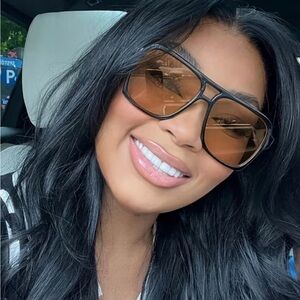 Women’s Aviator Sunglasses with Tan Lenses and Black Frame
